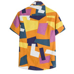 Brabora Men’s Geometric Print Shirt Loose Fit Cotton Blend Short Sleeve Casual Top