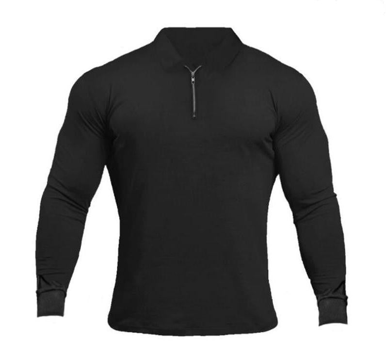 Brabora Men’s Long Sleeve T-Shirt Slim Fit Polo Style Lycra Shirt