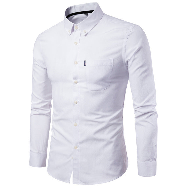 Men’s Korean Slim Fit Dress Shirt Long Sleeve Formal Business Shirt